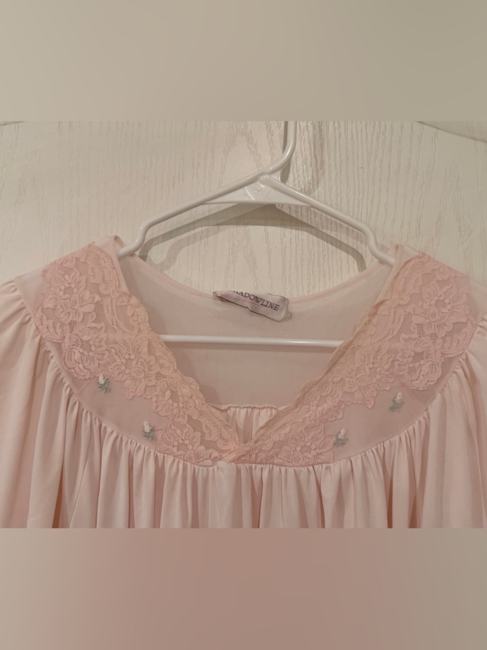 Shadowline Soft Pink Long Lace-Trim Nightgown - Picture 2 of 6